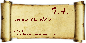 Tavasz Atanáz névjegykártya